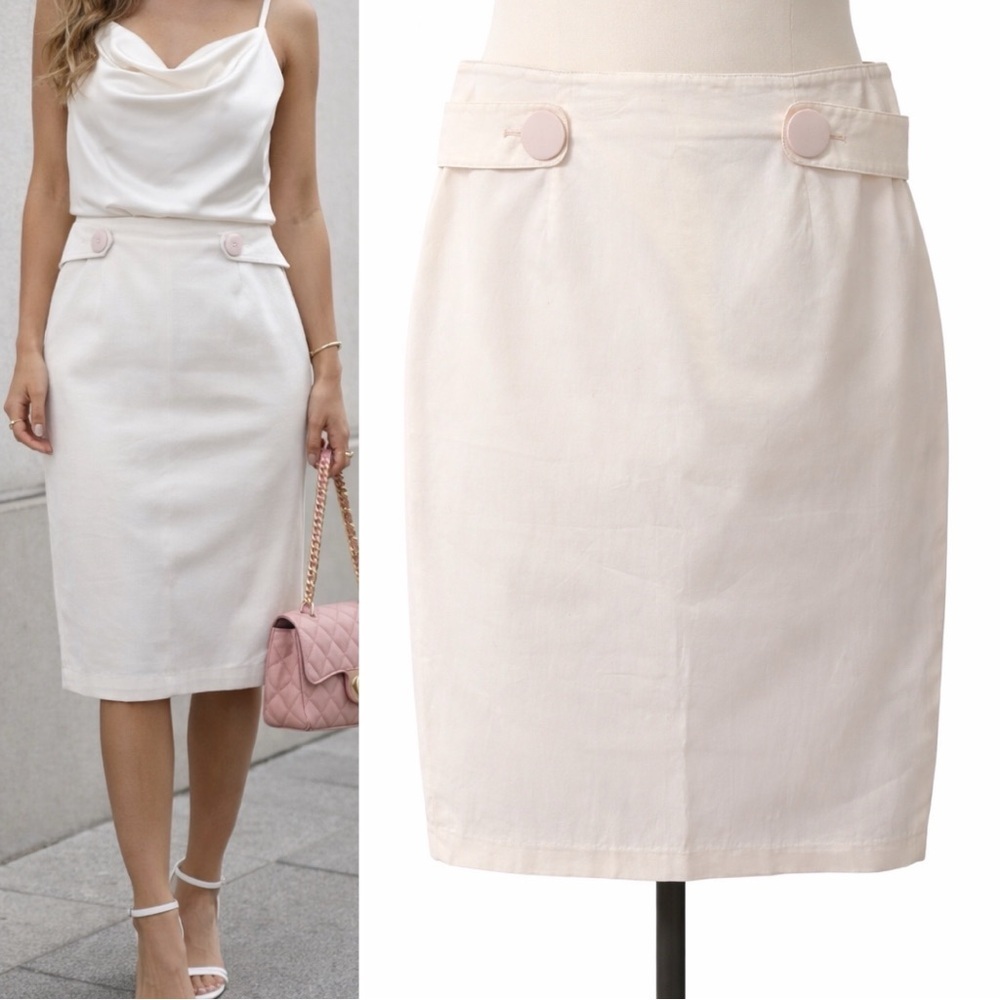 Grace Elements | NWOT Ivory Blush 97% Cotton High-Waist Pencil Skirt (size 6)